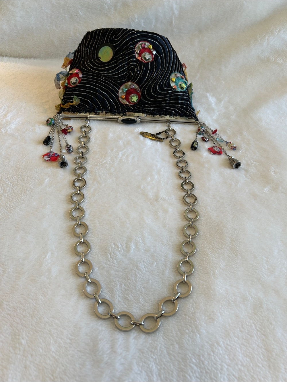Mary Frances Black Beaded Embellished Chain-Handle Evening Bag - Picture 15 of 15